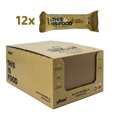 YFood Salted Caramel & Choco Riegel, Kiste mit 12x 60g