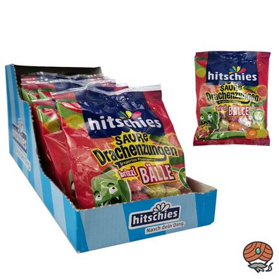 Hitschies Saure Drachenzungen brizzle Bälle, dragiertes Fruchtgummi, 12x100g