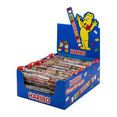 HARIBO Mega-Roulette Fruchtgummi Box mit 40x 45g Rollen