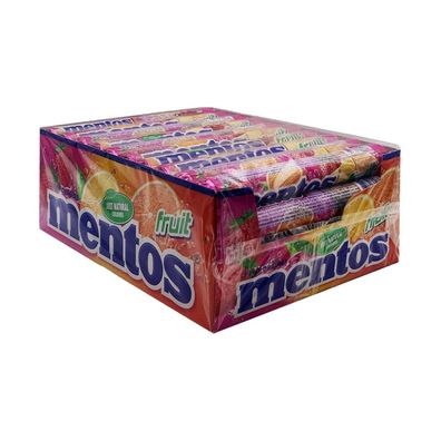 Mentos Fruit Kaubonbons, Kiste mit 40 Rollen à 38g