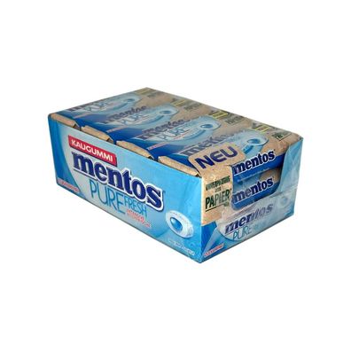 Mentos Pure Fresh Kaugummi Zuckerfrei, Kiste mit 12 Rollen à 31g