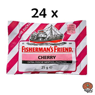 Fisherman`s Friend Menthol-Pastillen Cherry, vegan 24x 25g