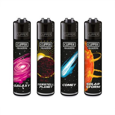 Clipper Reibrad Feuerzeuge Universe, 4 Stück