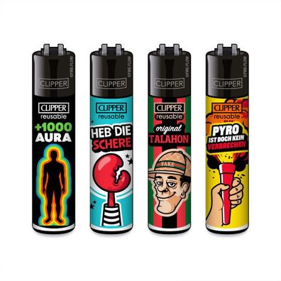 Clipper Reibrad Feuerzeuge Jugendwort #9, 4 Stück