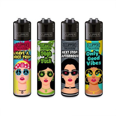 Clipper Reibrad Feuerzeuge Girls, 4 Stück