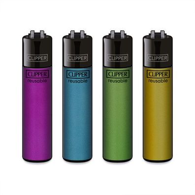 Clipper Reibrad Feuerzeuge Crystal Fluo #2, 4 Stück