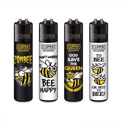 Clipper Reibrad Feuerzeuge Bees, 4 Stück
