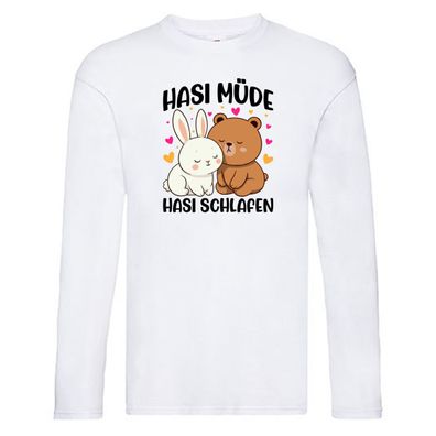 Hasi Müde | Hasi schlafen | Kaninchen | Häschen v2 Long Sleeve Weiß