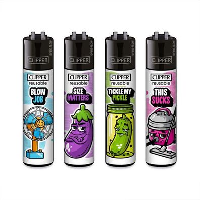 Clipper Reibrad Feuerzeuge Porn Slogan #8, 4 Stück