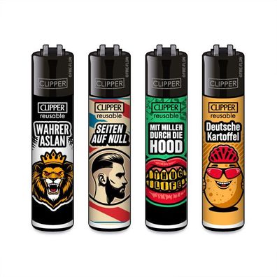 Clipper Reibrad Feuerzeuge Jugendwort #10, 4 Stück