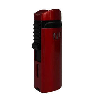 Eurojet Feuerzeug mit 3-Strahliger-Jet-Flamme, Rot mit Bohrer und Zigarrenablage