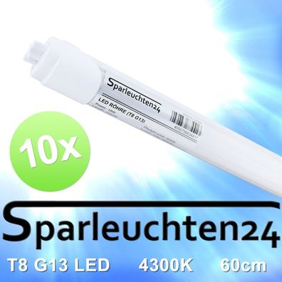10 Stück LED Röhre statt Neonröhre für Rasterdecke 60 CM T8 G13 4300K