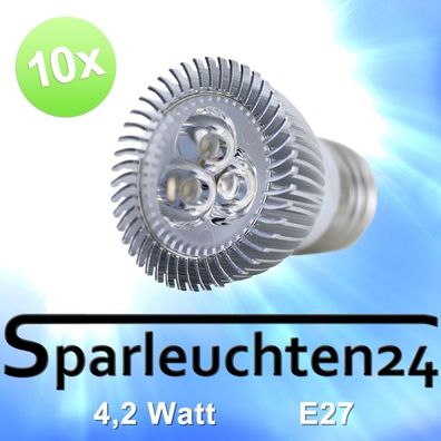 10 Stück LED Lampe Silber Birne Leuchtmittel Strahler 4,2W E27 WW 2800K