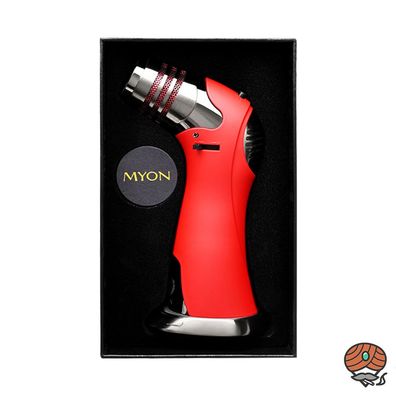 Myon Feuerzeug 5er-Jet Burner Rubber Rot, nachfüllbar