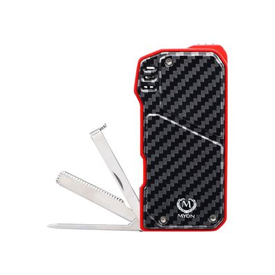 Myon Feuerzeug mit Softlamme und Pfeifenbesteck, Carbon Design rot