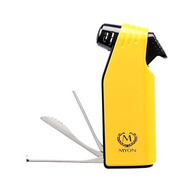 Myon Feuerzeug Rubber mit Softlamme und Pfeifenbesteck, gelb