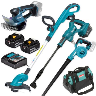 Makita 18V Akku-Combo-Set Garten Grasschere Trimmer Druckreiniger Gebläse