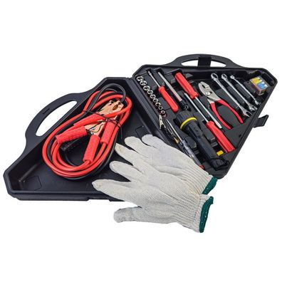 KFZ Bordwerkzeug Überbrückungskabel Taschenlampe Zange Schraubendreher 30 teilig