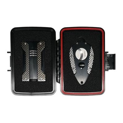 Myon Zigarrenset aus Jet Feuerzeug und Cutter, Carbon / Schwarz, nachfüllbar