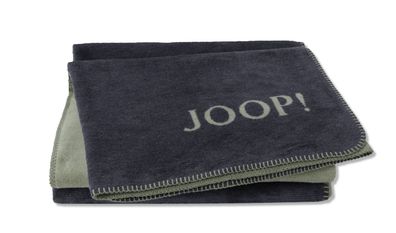 JOOP! Melange-doubleface Plaid / Decke Navy-Oliv 150 x 200cm