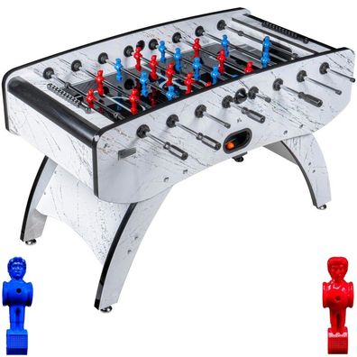 Fußball Tischkicker Premium Weiß Glasspielfeld Figuren Blau Rot 80kg