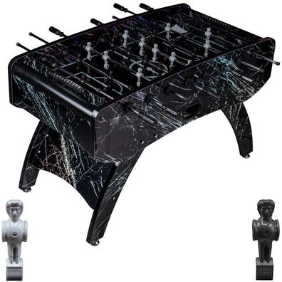 Fußball Tischkicker Premium Schwarz Glasspielfeld Figuren Schwarz Grau 80kg