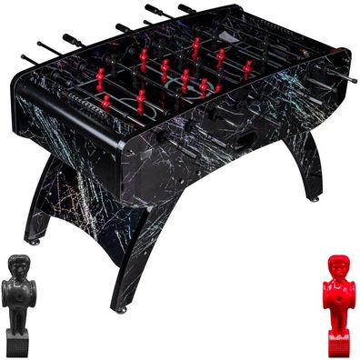 Fußball Tischkicker Premium Schwarz Glasspielfeld Figuren Schwarz Rot 80kg