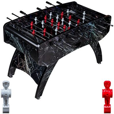 Fußball Tischkicker Premium Schwarz Glasspielfeld Figuren Weiss Rot 80kg