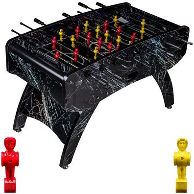 Fußball Tischkicker Premium Schwarz Glasspielfeld Figuren Gelb Rot 80kg