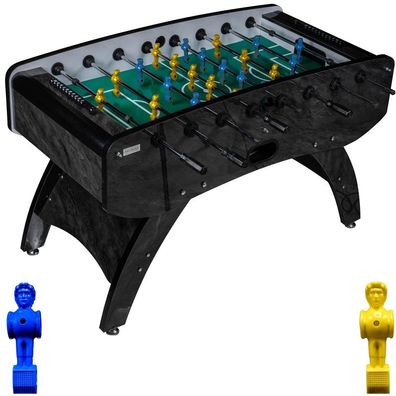 Fußball Tischkicker Design Schwarz grünes Spielfeld Figuren Blau Gelb 80kg