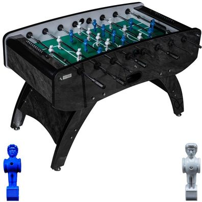 Fußball Tischkicker Design Schwarz grünes Spielfeld Figuren Blau Weiss 80kg