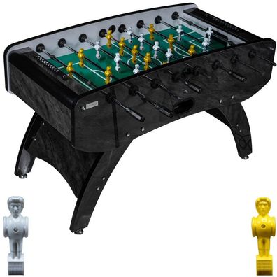 Fußball Tischkicker Design Schwarz grünes Spielfeld Figuren Weiss Gelb 80kg