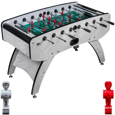 Fußball Tischkicker Design Weiss grünes Spielfeld Figuren Grau Rot 80kg