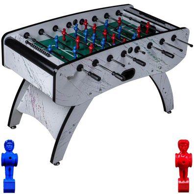 Fußball Tischkicker Premium Weiß grünes Spielfeld Figuren Blau Rot 80kg