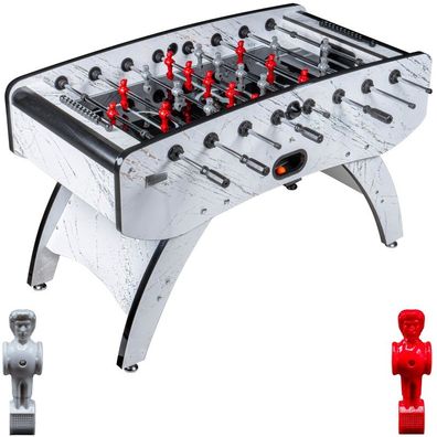 Fußball Tischkicker Premium Weiß Glasspielfeld Figuren Grau Rot 80kg