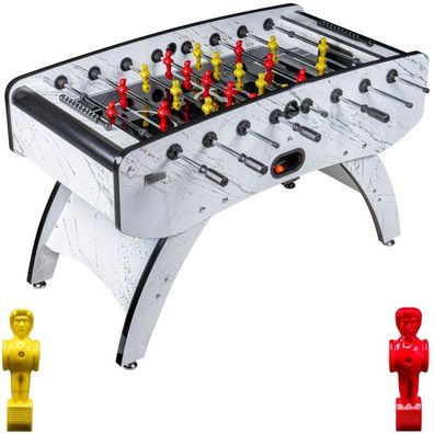Fußball Tischkicker Premium Weiß Glasspielfeld Figuren Gelb Rot 80kg