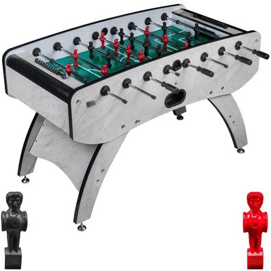 Fußball Tischkicker Design Weiss grünes Spielfeld Figuren Schwarz Rot 80kg