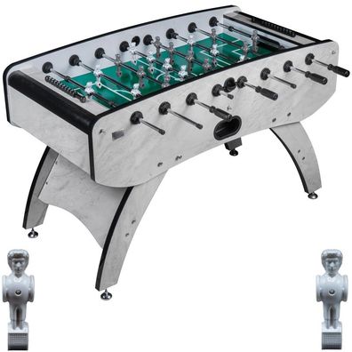 Fußball Tischkicker Design Weiss grünes Spielfeld Figuren Grau Weiss 80kg