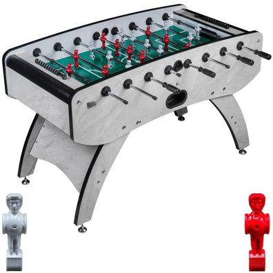 Fußball Tischkicker Design Weiss grünes Spielfeld Figuren Weiss Rot 80kg
