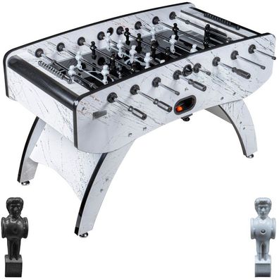 Fußball Tischkicker Premium Weiß Glasspielfeld Figuren Schwarz Weiss 80kg