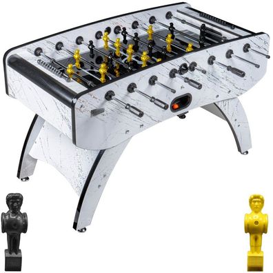 Fußball Tischkicker Premium Weiß Glasspielfeld Figuren Schwarz Gelb 80kg