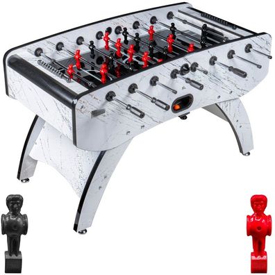 Fußball Tischkicker Premium Weiß Glasspielfeld Figuren Schwarz Rot 80kg