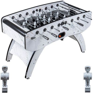 Fußball Tischkicker Premium Weiß Glasspielfeld Figuren Grau Weiss 80kg