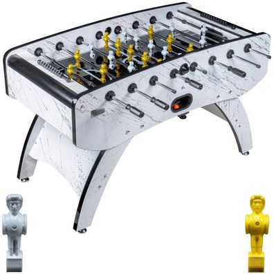 Fußball Tischkicker Premium Weiß Glasspielfeld Figuren Weiss Gelb 80kg