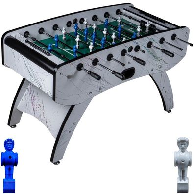 Fußball Tischkicker Premium Weiß grünes Spielfeld Figuren Blau Weiss 80kg