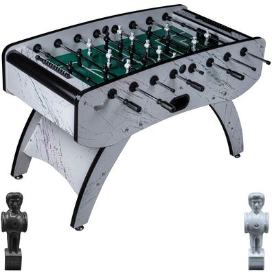 Fußball Tischkicker Premium Weiß grünes Spielfeld Figuren Schwarz Weiss 80kg