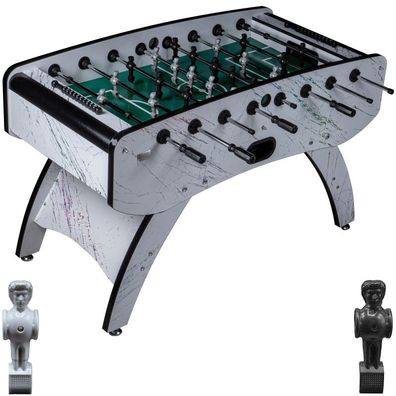Fußball Tischkicker Premium Weiß grünes Spielfeld Figuren Schwarz Grau 80kg