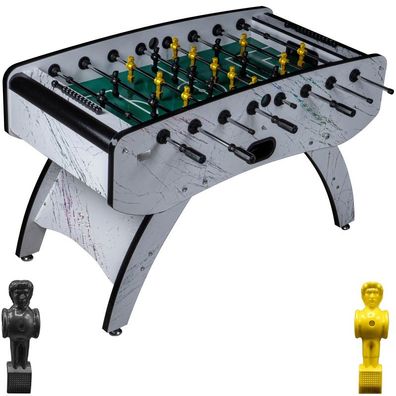 Fußball Tischkicker Premium Weiß grünes Spielfeld Figuren Schwarz Gelb 80kg