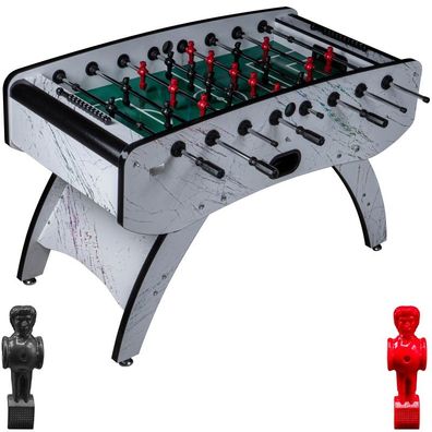 Fußball Tischkicker Premium Weiß grünes Spielfeld Figuren Schwarz Rot 80kg