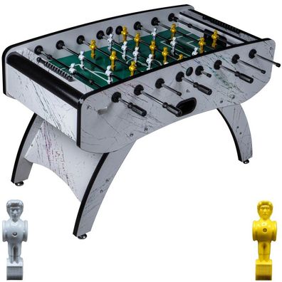 Fußball Tischkicker Premium Weiß grünes Spielfeld Figuren Weiss Gelb 80kg